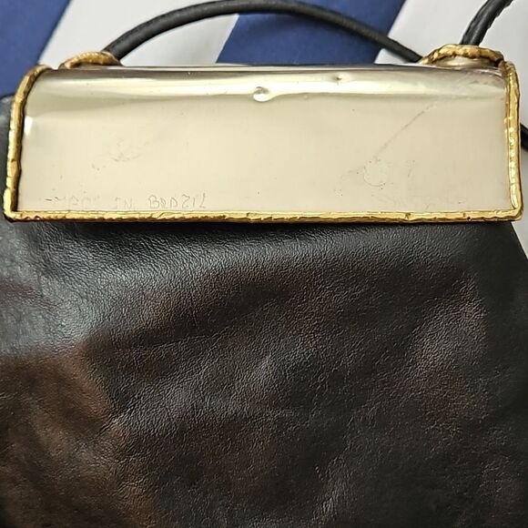 Copa Collection's vintage one of a kind crossbody black and brass handbag. - Picture 12 of 12
